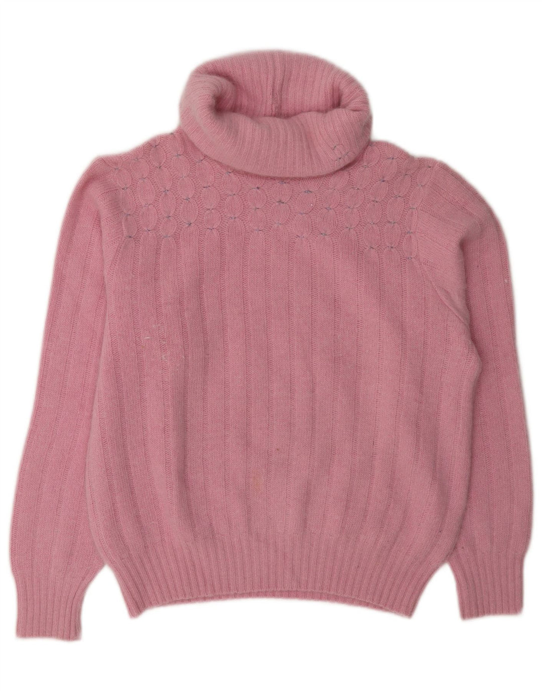 Vintage mujer rollo cuello jersey suéter Reino Unido 14 rosa medio
