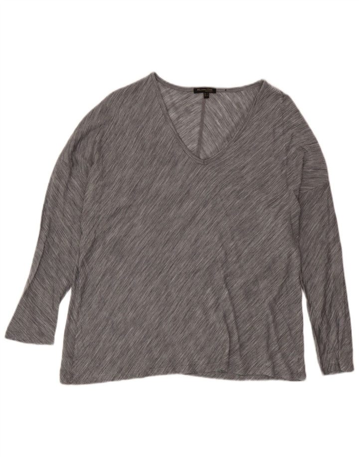 Massimo Dutti Top Extragrande Mujer Manga 3/4 UK 10 Small Gris Rayas
