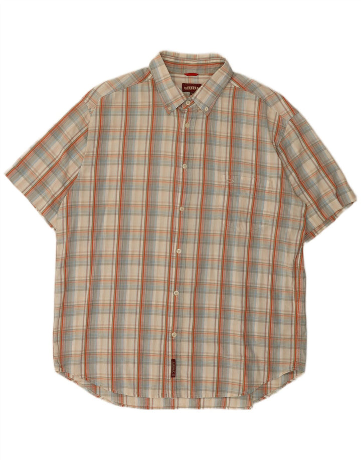 Carrera Camisa de manga corta para hombre 2XL Algodón a cuadros beige