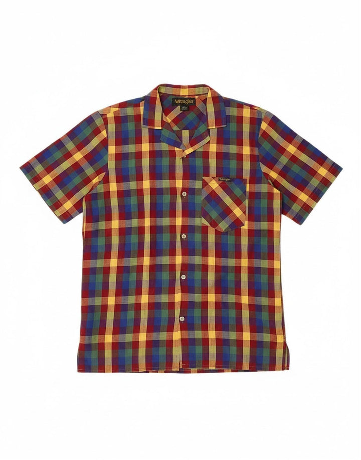 WRANGLER Mens Short Sleeve Shirt Size 37 14 1/2 Small Multicoloured Check