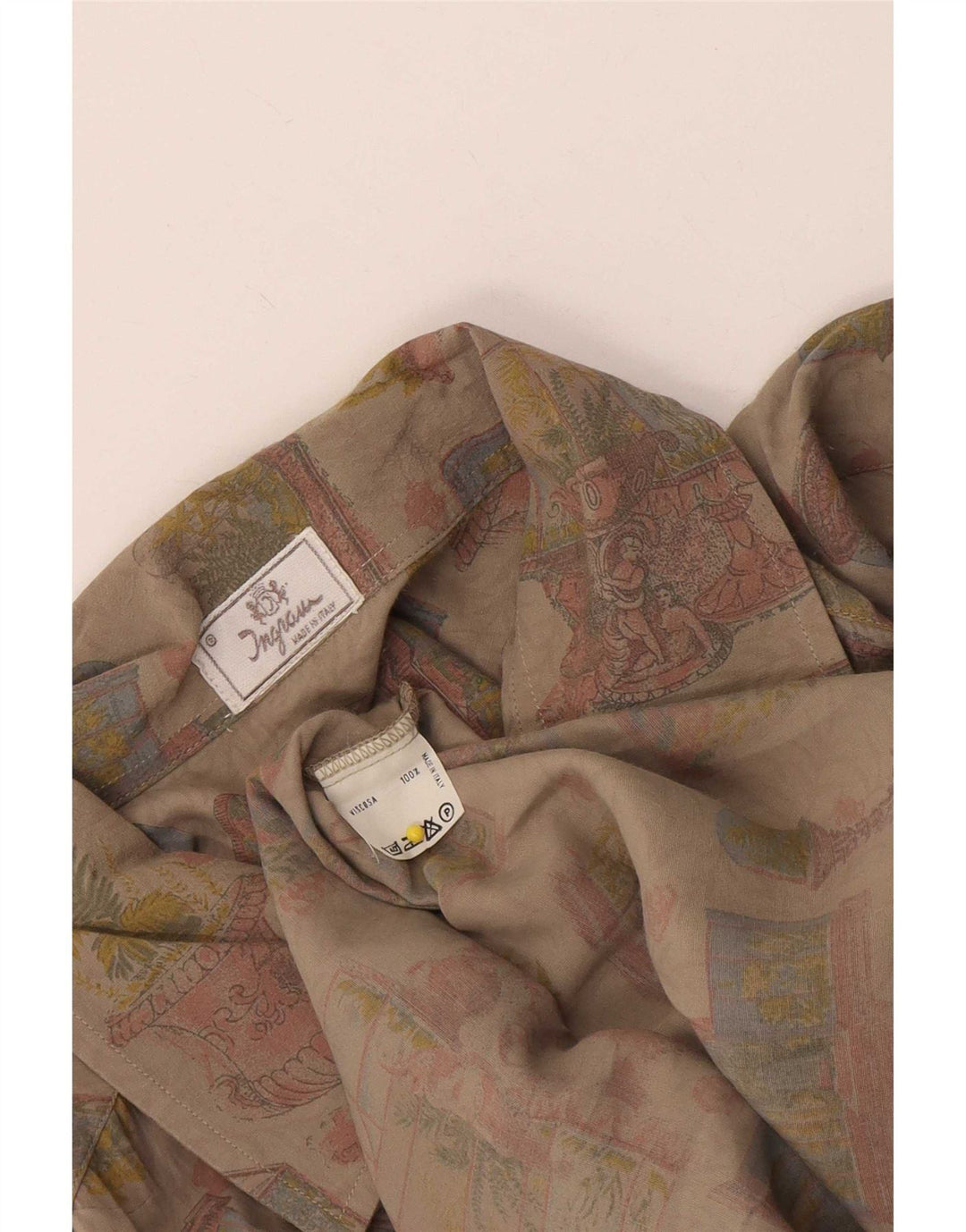 Ingram Hombre Camisa Gráfica De Manga Corta XL Viscosa Beige