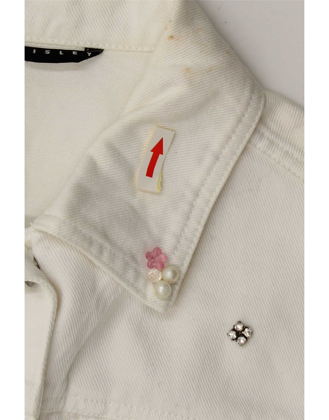 Sisley Chaqueta vaquera de manga 3/4 para mujer UK 4 XS Blanco
