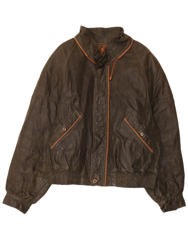Chaqueta vintage de piel sintética para hombre IT 50 Poliéster caqui grande
