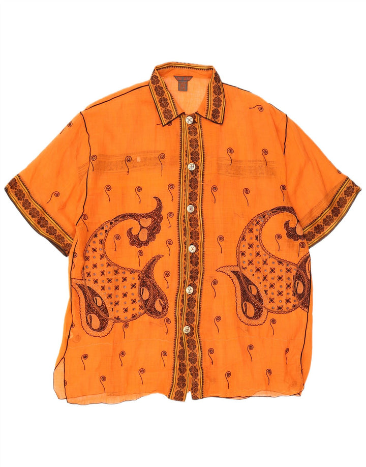 PAUL ROPP Camisa extragrande transparente para mujer UK 14 Medium Orange Paisley