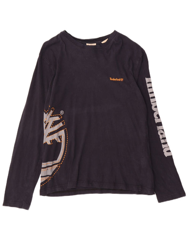 Timberland Hombre Gráfico Top Manga Larga XL Azul Marino Algodón