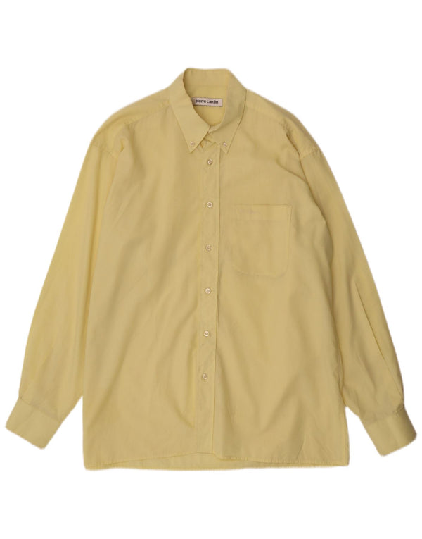 Pierre Cardin Camisa para hombre Talla 42 16 1/2 Poliéster amarillo grande
