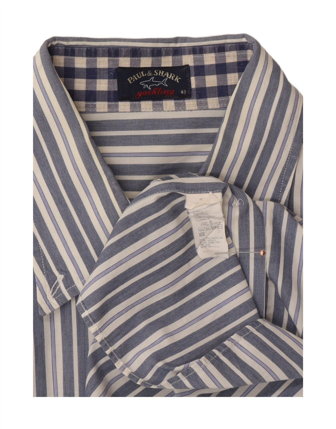 Paul & Shark Camisa para hombre Talla 43 Algodón a rayas azul grande