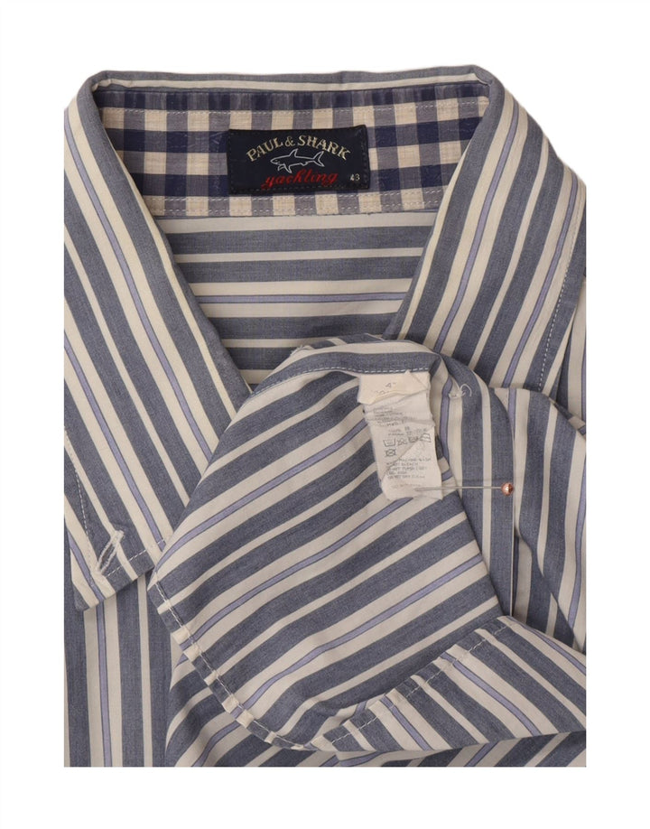 Paul & Shark Camisa para hombre Talla 43 Algodón a rayas azul grande