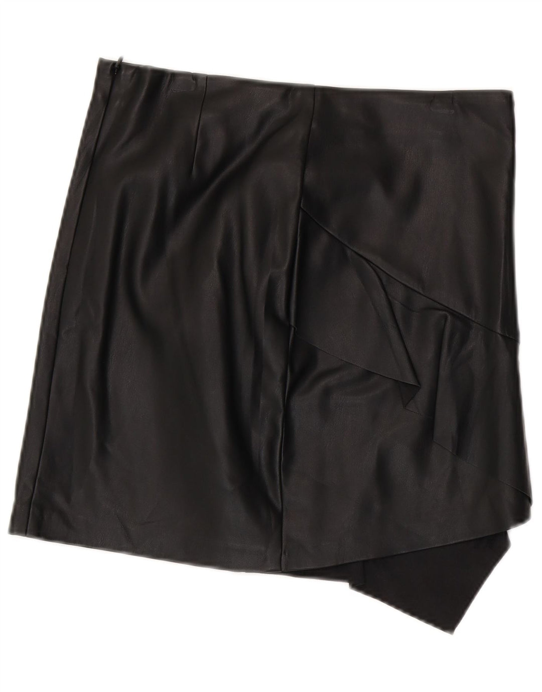 Sisley Falda de cuero asimétrica para mujer UK 12 Medium W30 Poliéster negro