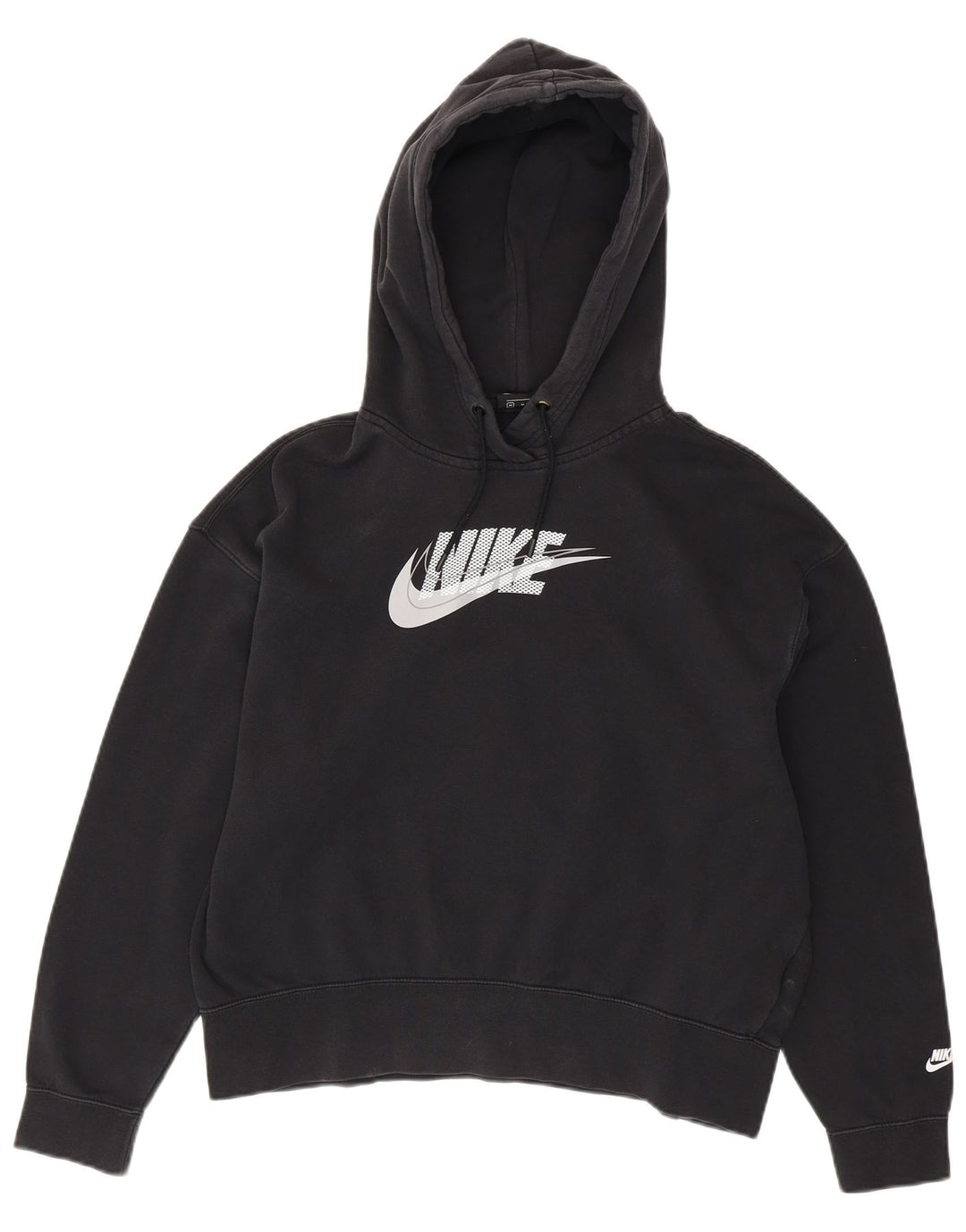 NIKE Sudadera con capucha gráfica para hombre, jersey de algodón negro mediano