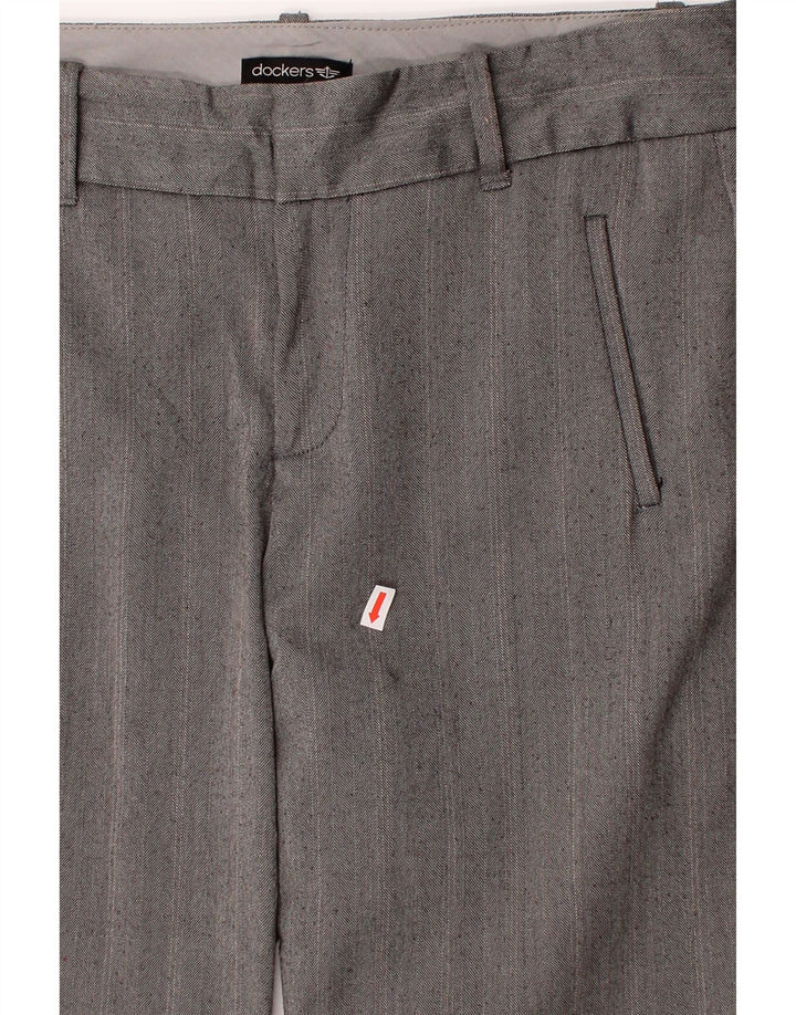 DOCKERS Womens Casual Trousers US 8 Medium W32 L29 Grey Herringbone Vintage Dockers and Second-Hand Dockers from Messina Hembry 