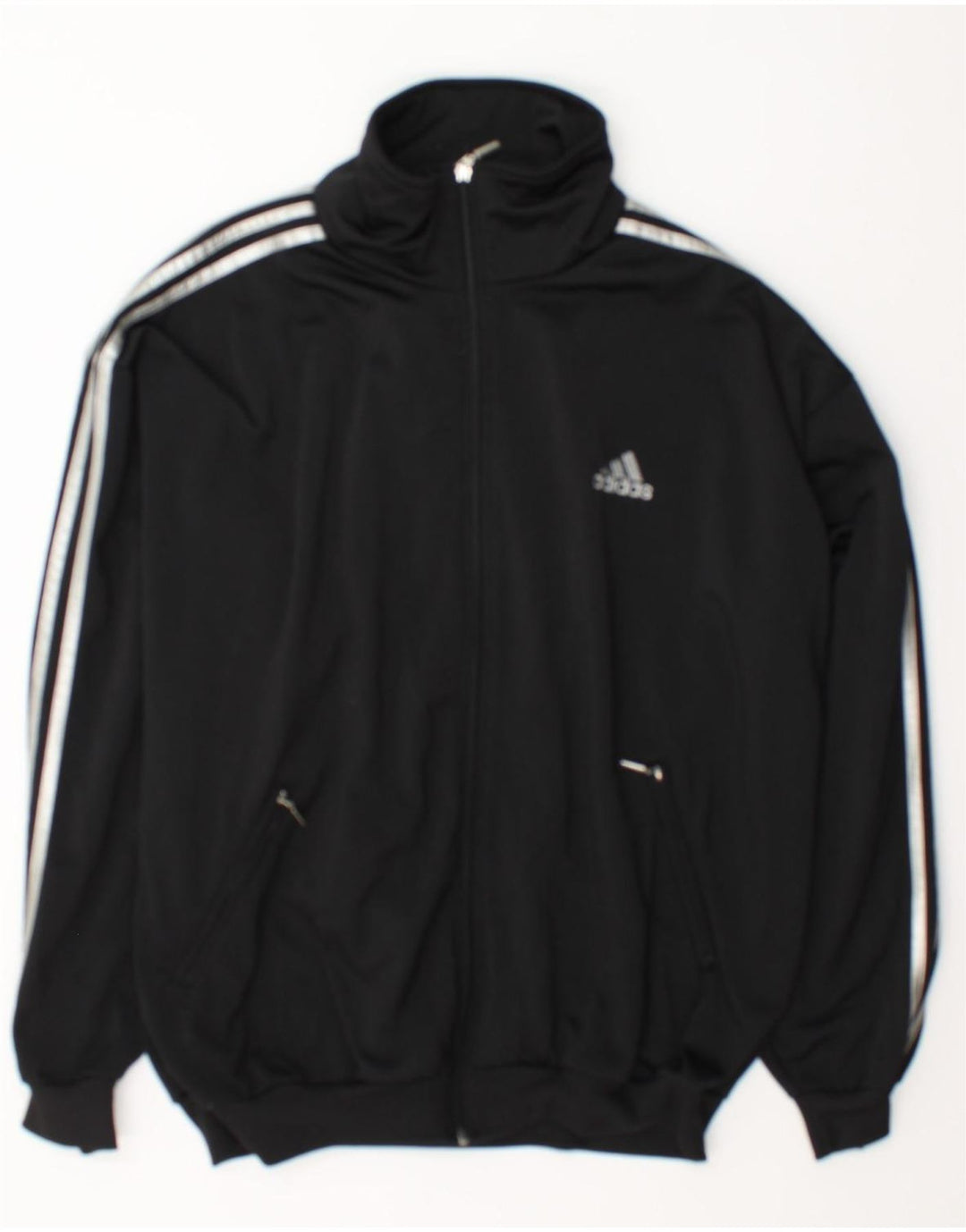 Adidas - Chaqueta de chándal para hombre, talla 40/42, poliéster negro grande