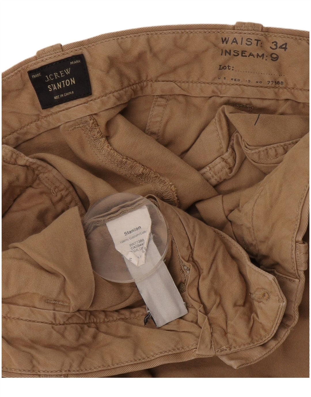J. Crew Pantalones cortos chinos Stanton para hombre W34 Algodón beige grande