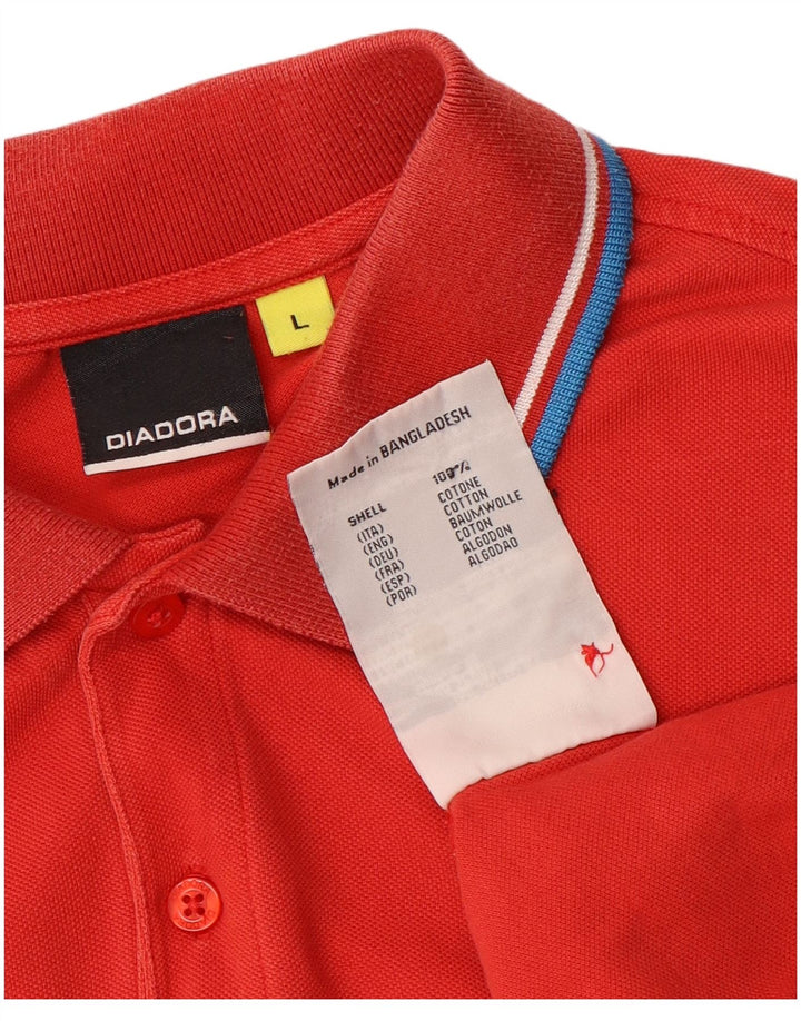 Diadora Polo Hombre Grande Rojo Algodón