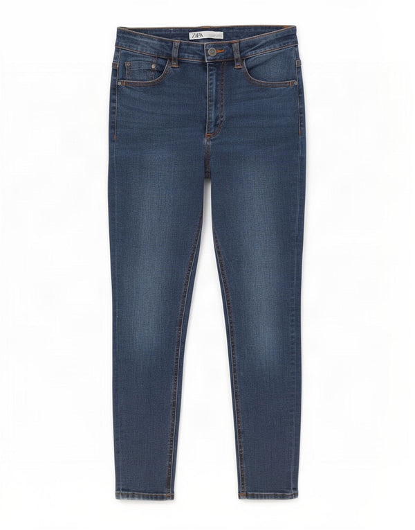 Zara Vaqueros pitillo para mujer EU 38 Small W28 L27 Algodón azul