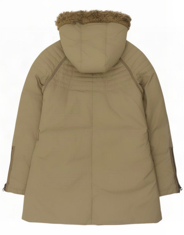 Killer Loop Abrigo acolchado con capucha para mujer UK 46 Large Algodón caqui
