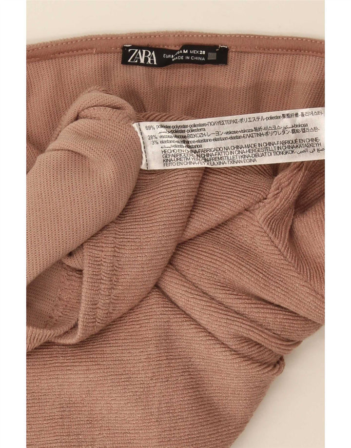 Zara Mujer Crop Top Manga Larga UK 42 Marrón Medio Poliéster