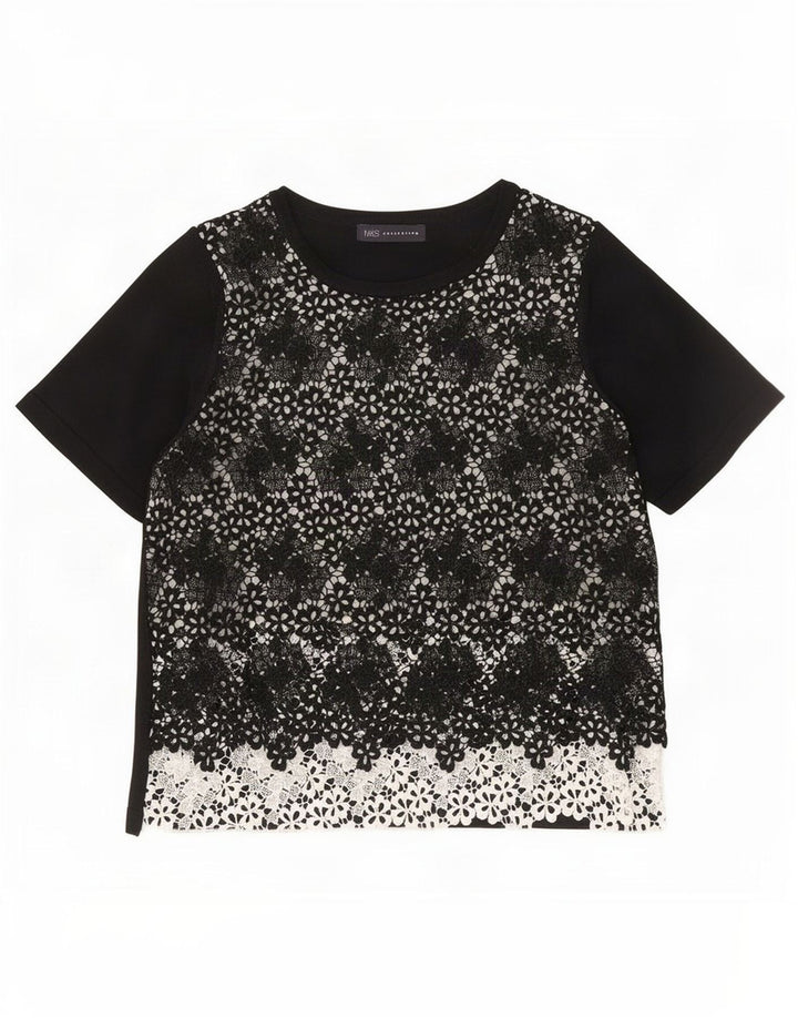 Marks & Spencer Blusa para mujer Top UK 40 Mediano Negro Floral