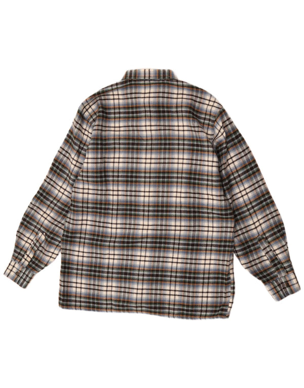 Camisa vintage para hombre sobrecamisa grande de lana a cuadros multicolor