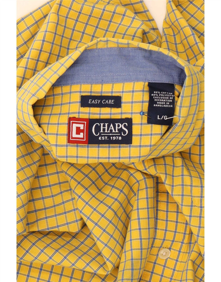 Chaps Camisa para hombre grande de algodón a cuadros amarillo