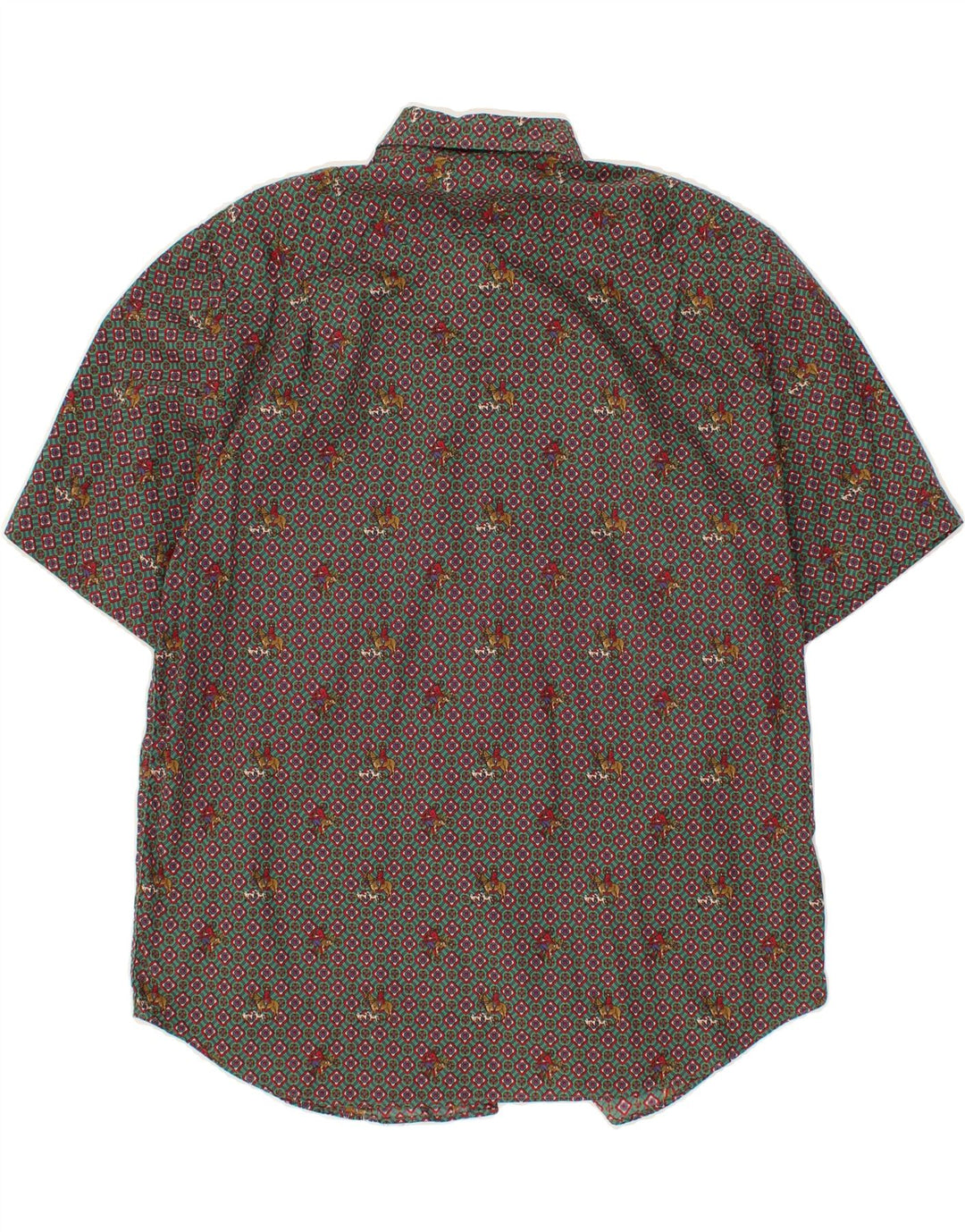 VINTAGE Womens Abstract Pattern Short Sleeve Shirt IT 48 XL Green Cotton Vintage Vintage and Second-Hand Vintage from Messina Hembry 