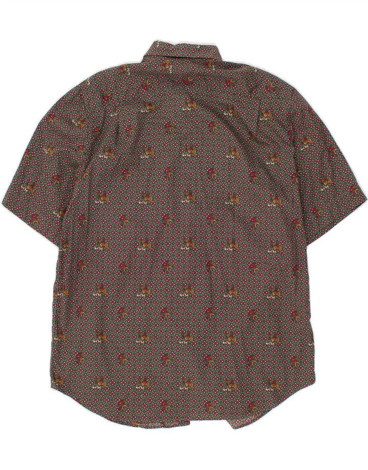 VINTAGE Womens Abstract Pattern Short Sleeve Shirt IT 48 XL Green Cotton Vintage Vintage and Second-Hand Vintage from Messina Hembry 