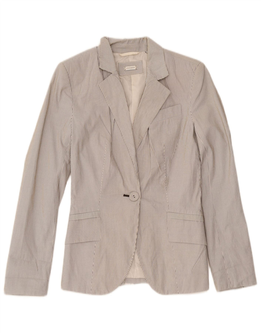 Zara Chaqueta tipo blazer con 1 botón para mujer UK 4 XS Poliéster a rayas blancas