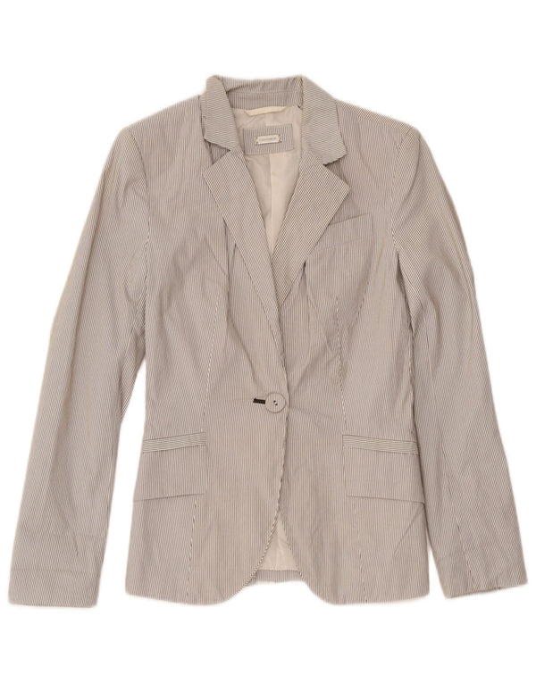 Zara Chaqueta tipo blazer con 1 botón para mujer UK 4 XS Poliéster a rayas blancas
