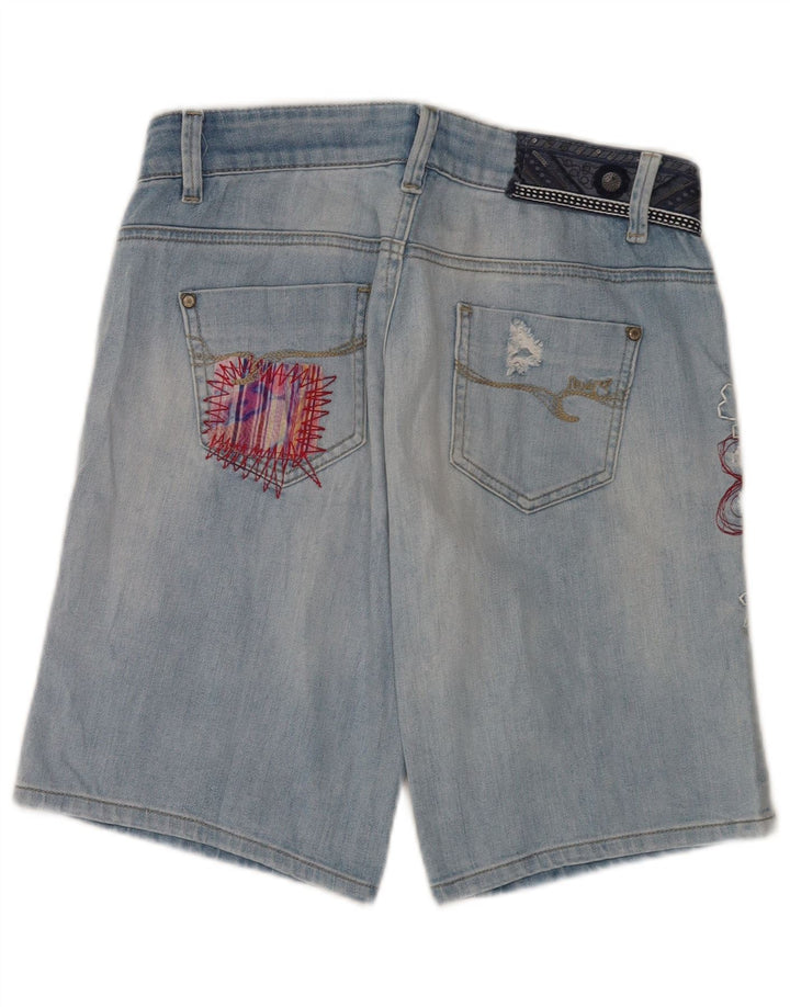 Shorts Desigual De Denim Desgastados Con Gráfico W28 Medium Blue Floral