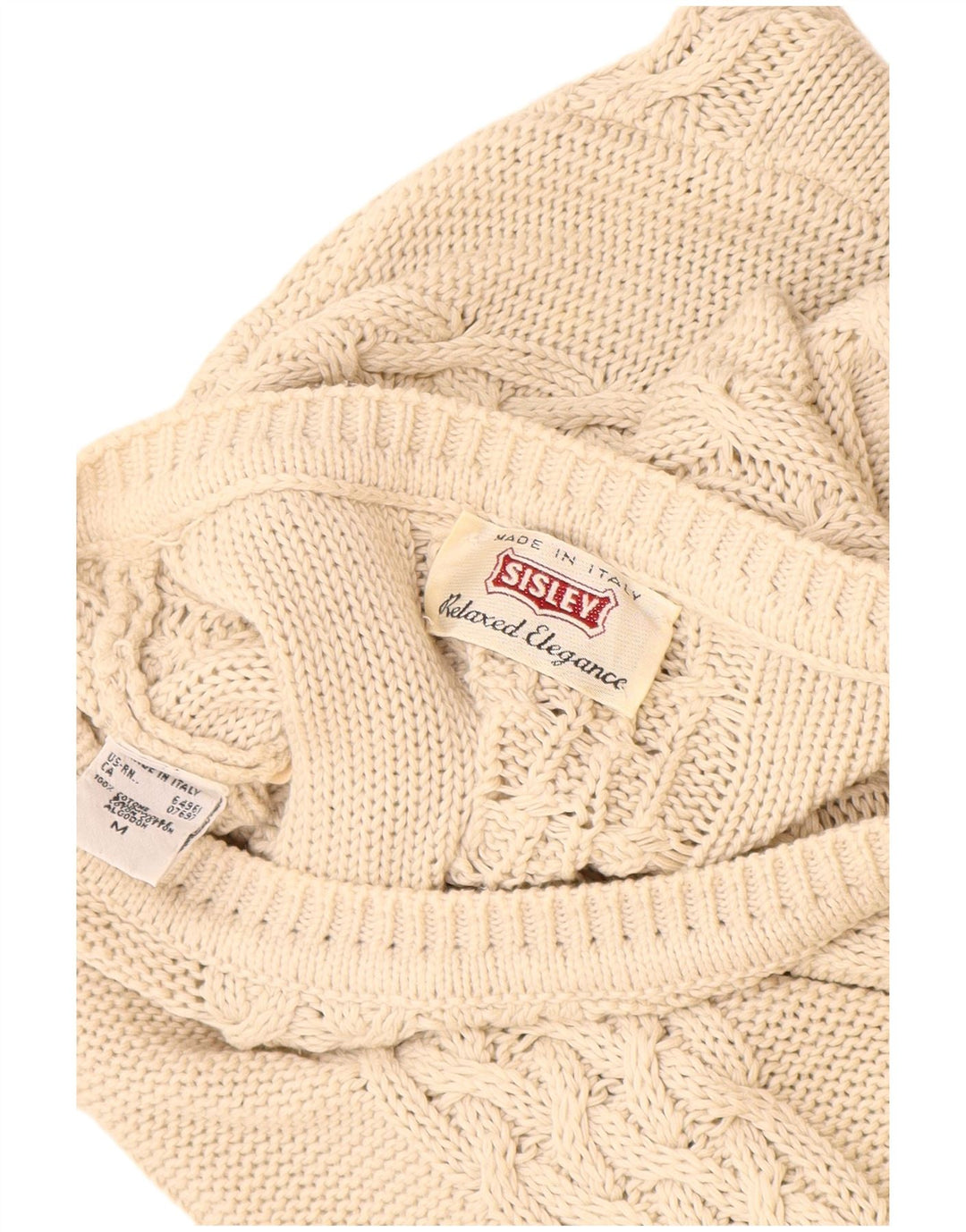 Sisley Suéter tipo jersey con cuello redondo y elegancia relajada para mujer UK 44 Medium Beige