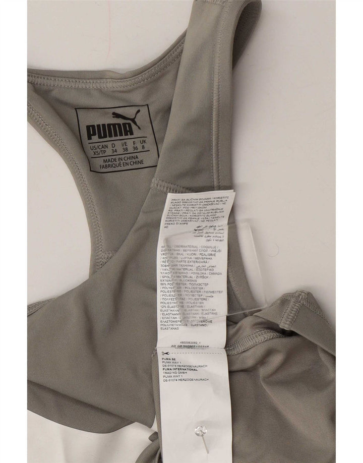 Puma Mujer Gráfico Chaleco Top UK 8 Pequeño Gris Poliéster
