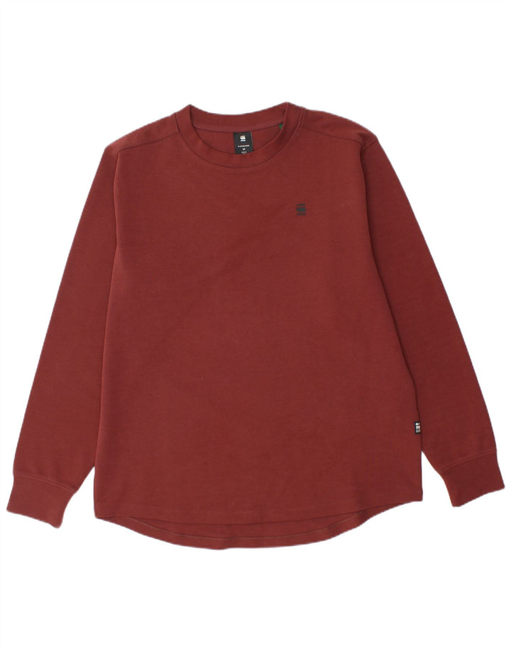 G-STAR Hombre Top Manga Larga Algodón Burdeos Medio