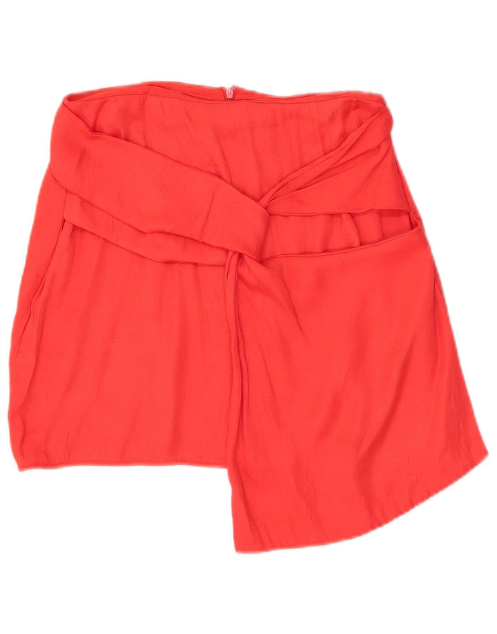 Zara Mujer Minifalda Asimétrica Mediana W28 Viscosa Roja
