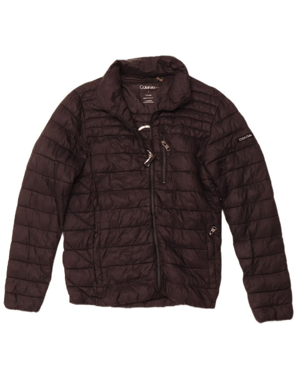 CALVIN KLEIN Mens Graphic Padded Jacket UK 36 Small Black Nylon