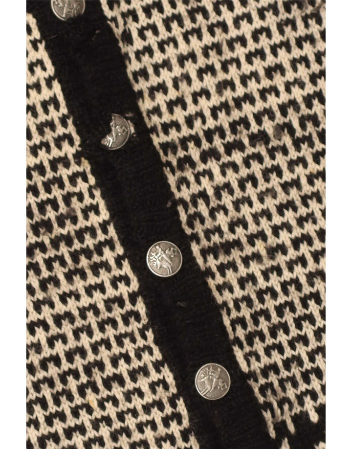 Vintage hombres Cardigan suéter XL negro Fair Isle