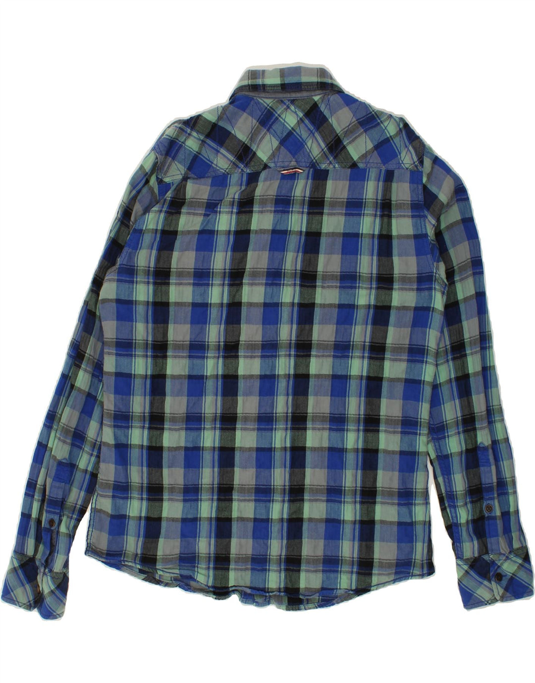 TOMMY HILFIGER Mens Shirt Medium Blue Check Cotton Vintage Tommy Hilfiger and Second-Hand Tommy Hilfiger from Messina Hembry 