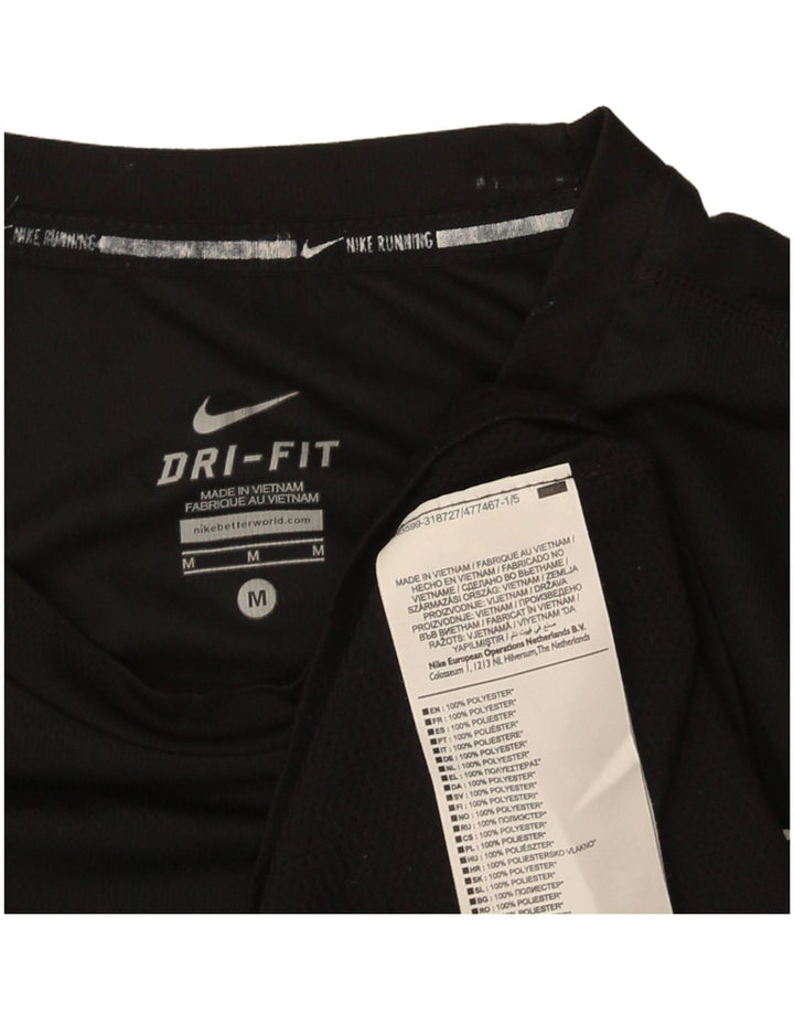 Camiseta Nike Dri Fit para hombre Top deportivo de poliéster negro mediano