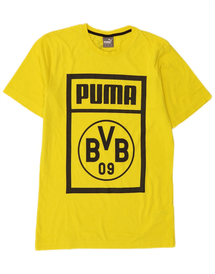 Puma Hombre Camiseta Gráfica Top Algodón Amarillo Medio