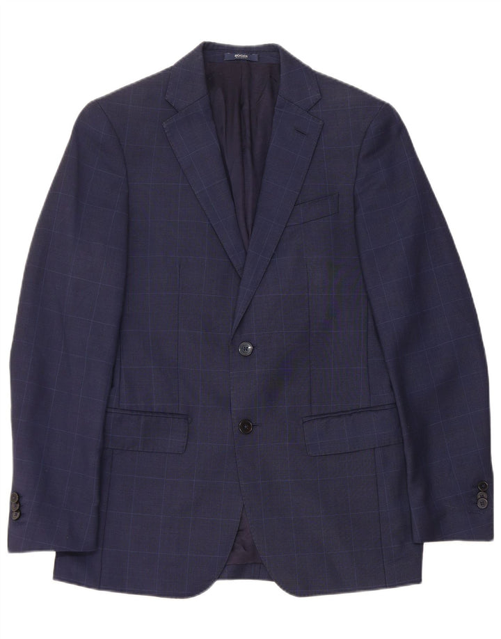BOGGI Chaqueta tipo blazer Milano de 2 botones para hombre IT 44 XS Lana a cuadros azul marino