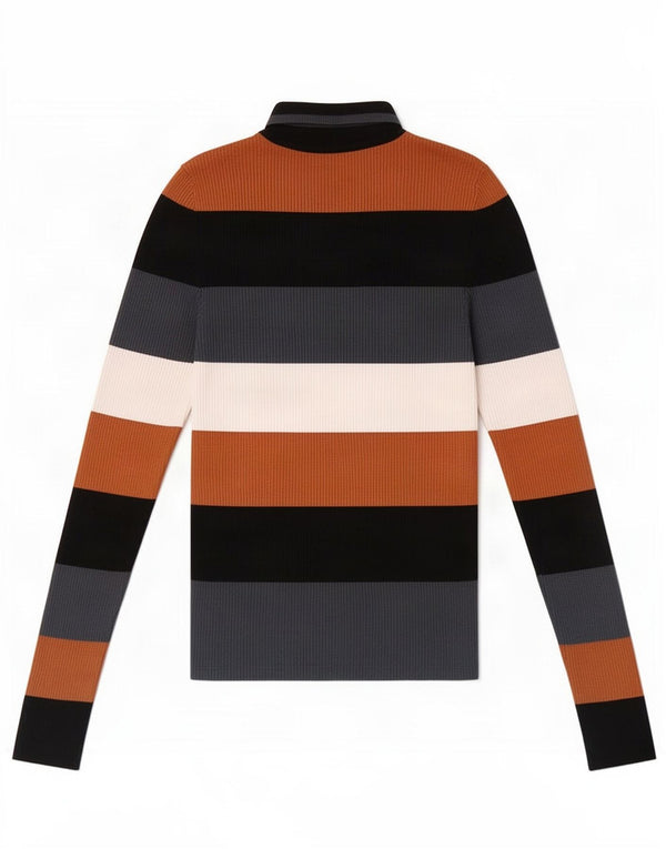 Zara Mujer Crop Top Manga Larga UK 42 Medio Viscosa Rayas Multicolor