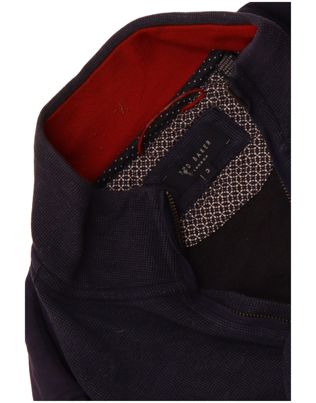 Ted Baker - Sudadera con cuello y cremallera para hombre, talla 3, mediana, azul marino