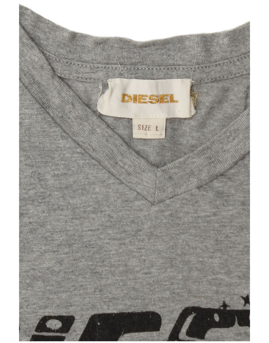 DIESEL Camiseta gráfica para mujer Top UK 44 Grande Gris