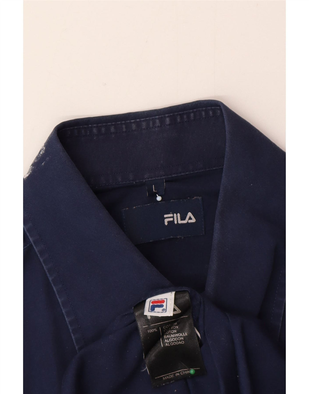 Fila Camisa de manga corta para hombre grande de algodón azul marino