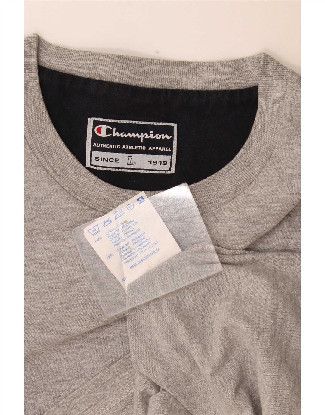 Champion Camiseta de manga larga para hombre de algodón moteado gris grande