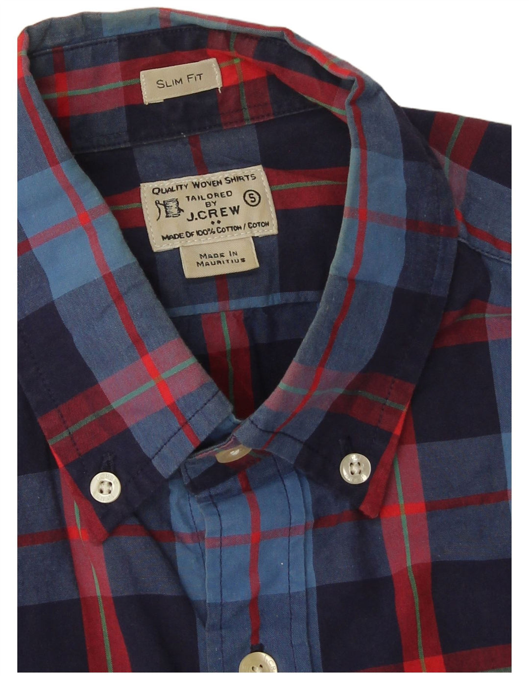 J. Crew Camisa ajustada para hombre de algodón a cuadros azul marino pequeña