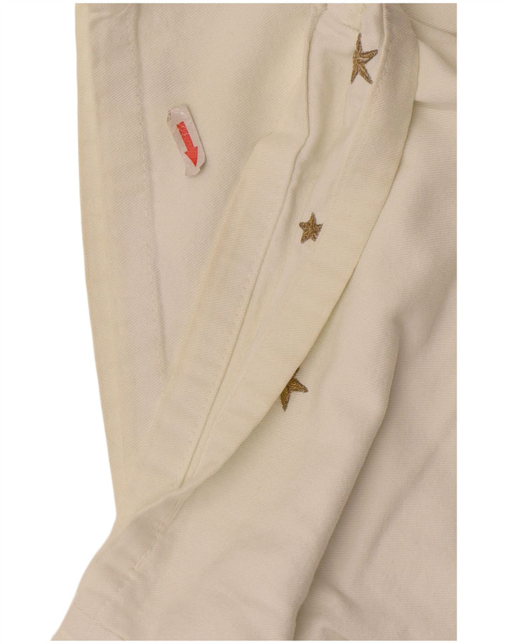 Vintage mujer pantalones cortos de mezclilla IT 42 Medio W30 Algodón Geométrico Blanco