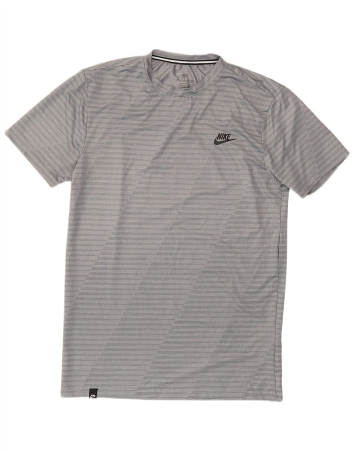 Nike Camiseta de corte atlético para hombre Top Gris medio Poliéster a rayas