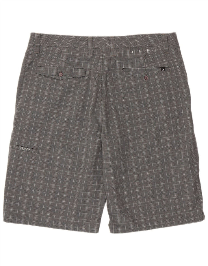 Hurley Pantalones cortos chinos para hombre W36 poliéster de pata de gallo gris grande