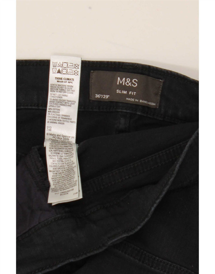 Marks & Spencer Jeans ajustados para hombre W36 L29 Algodón negro