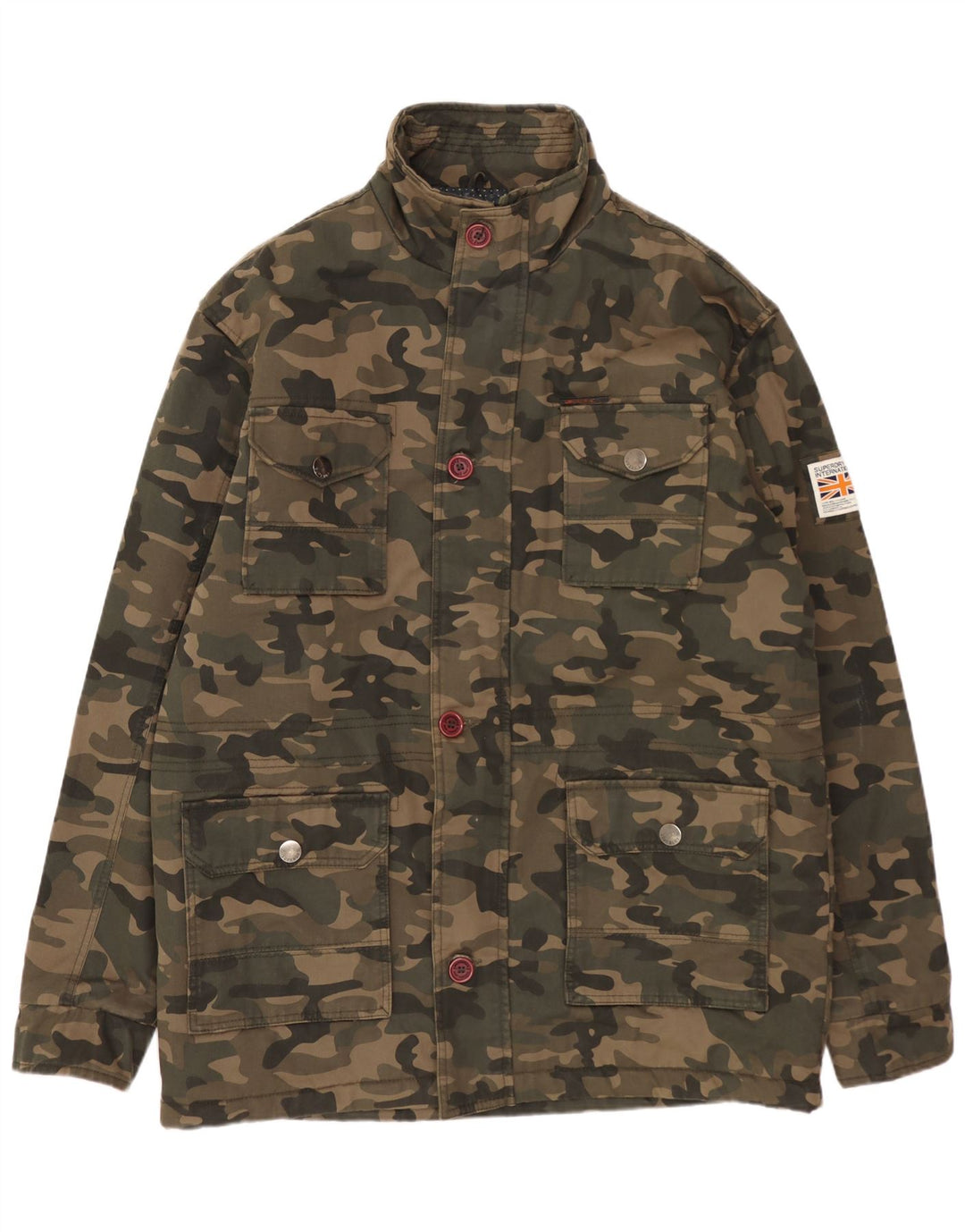 SUPERDRY Chaqueta utilitaria para hombre UK 44 2XL Caqui Camuflaje Nylon